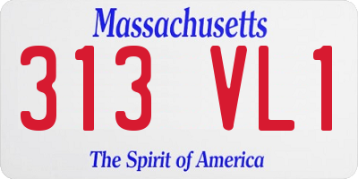 MA license plate 313VL1
