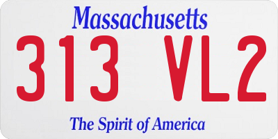 MA license plate 313VL2