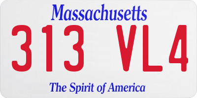 MA license plate 313VL4