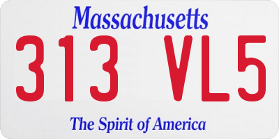 MA license plate 313VL5