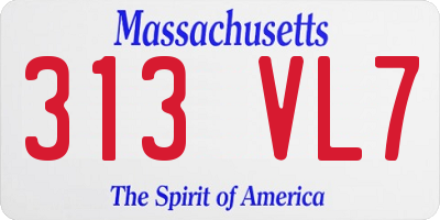 MA license plate 313VL7