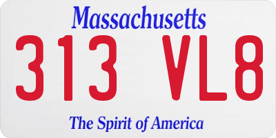 MA license plate 313VL8