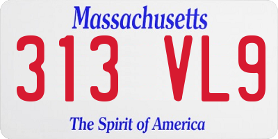 MA license plate 313VL9