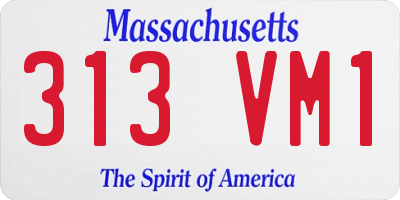 MA license plate 313VM1