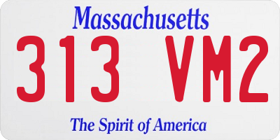 MA license plate 313VM2