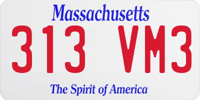 MA license plate 313VM3