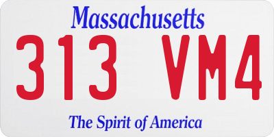 MA license plate 313VM4
