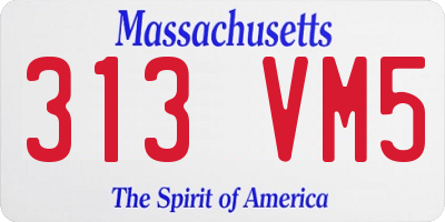 MA license plate 313VM5