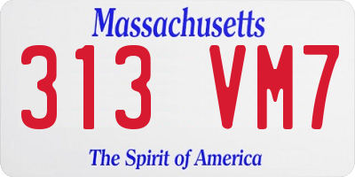 MA license plate 313VM7