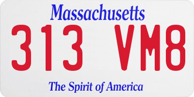 MA license plate 313VM8