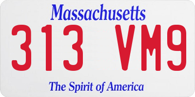 MA license plate 313VM9