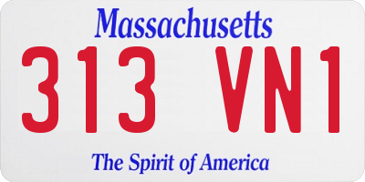MA license plate 313VN1