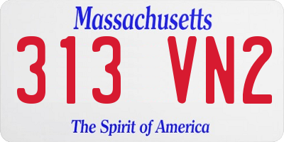 MA license plate 313VN2
