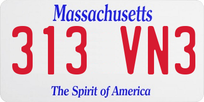 MA license plate 313VN3