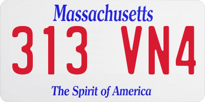 MA license plate 313VN4