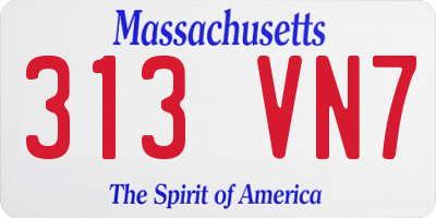 MA license plate 313VN7