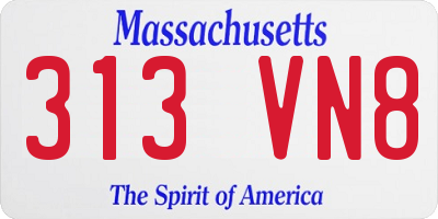 MA license plate 313VN8