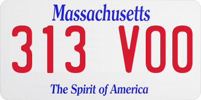 MA license plate 313VO0