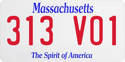 MA license plate 313VO1