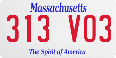 MA license plate 313VO3