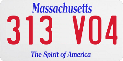 MA license plate 313VO4