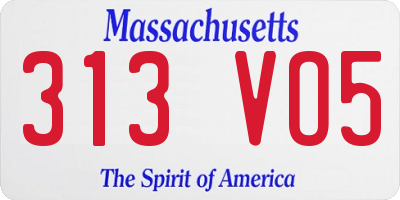 MA license plate 313VO5
