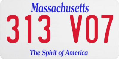 MA license plate 313VO7