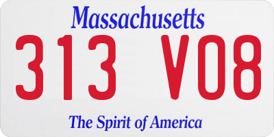 MA license plate 313VO8