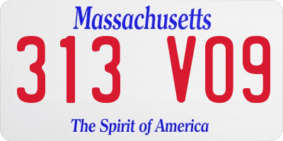MA license plate 313VO9