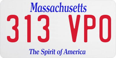 MA license plate 313VP0