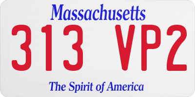 MA license plate 313VP2