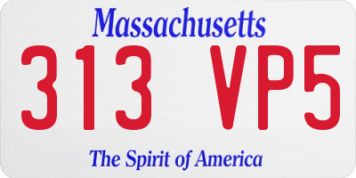 MA license plate 313VP5