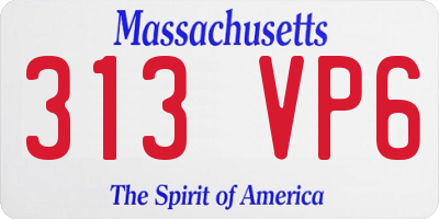 MA license plate 313VP6