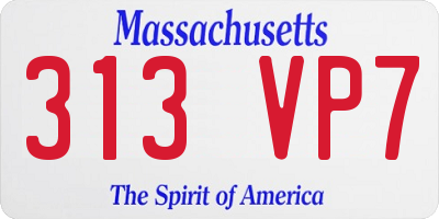 MA license plate 313VP7