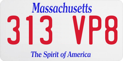 MA license plate 313VP8