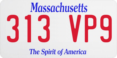 MA license plate 313VP9