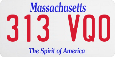 MA license plate 313VQ0