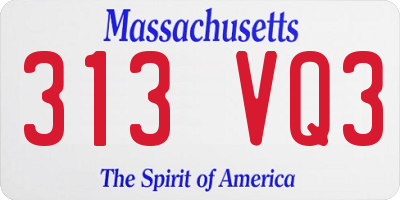 MA license plate 313VQ3