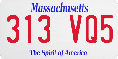 MA license plate 313VQ5