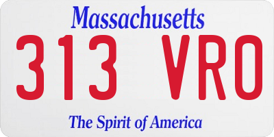 MA license plate 313VR0
