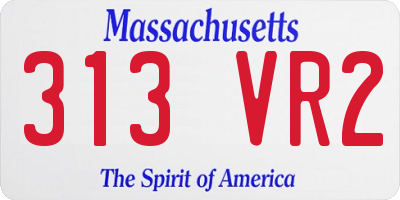 MA license plate 313VR2