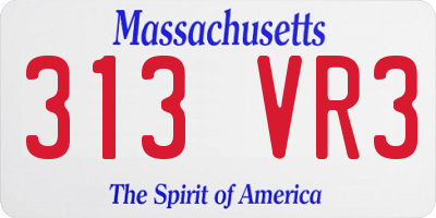 MA license plate 313VR3