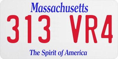 MA license plate 313VR4