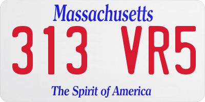 MA license plate 313VR5