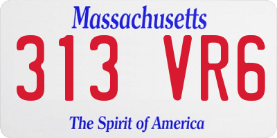 MA license plate 313VR6