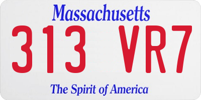 MA license plate 313VR7