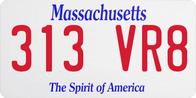 MA license plate 313VR8