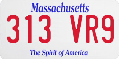 MA license plate 313VR9