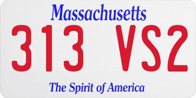MA license plate 313VS2