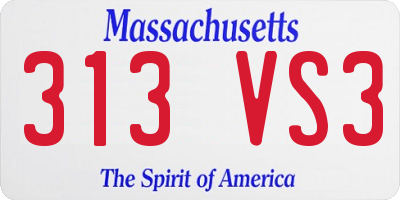 MA license plate 313VS3